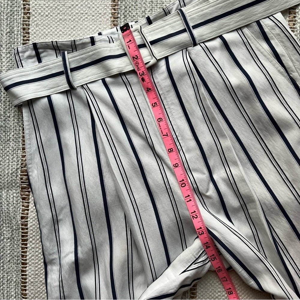 Vince Dobby Blue White Striped Wide Leg High Rise Belted Pants Women’s Medium - Picture 8 of 11